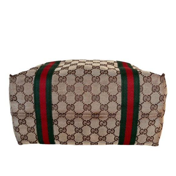 Authentic Gucci Shoulder Bag Brown Canvas Used GG Handbag Vintage - Picture 6 of 13